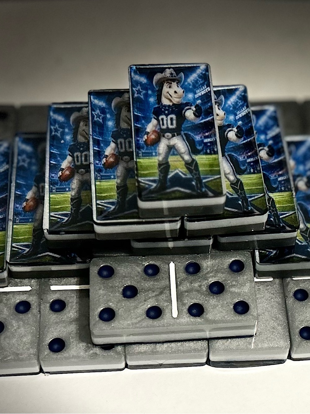 Football Mascot Domino Set - Blue and Gray Home Games